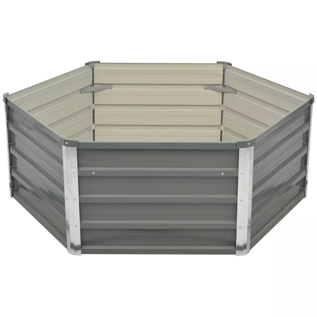 Hochbeet 129 x 129 x 46 cm Verzinkter Stahl Grau