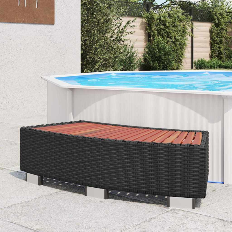 Spa-Einstiegsstufe Poly Rattan 92×45×25 cm Schwarz