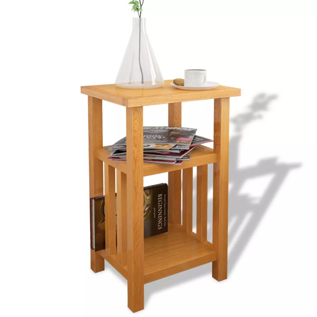Beistelltisch mit Zeitungsablage 27x35x55 cm Massivholz Eiche