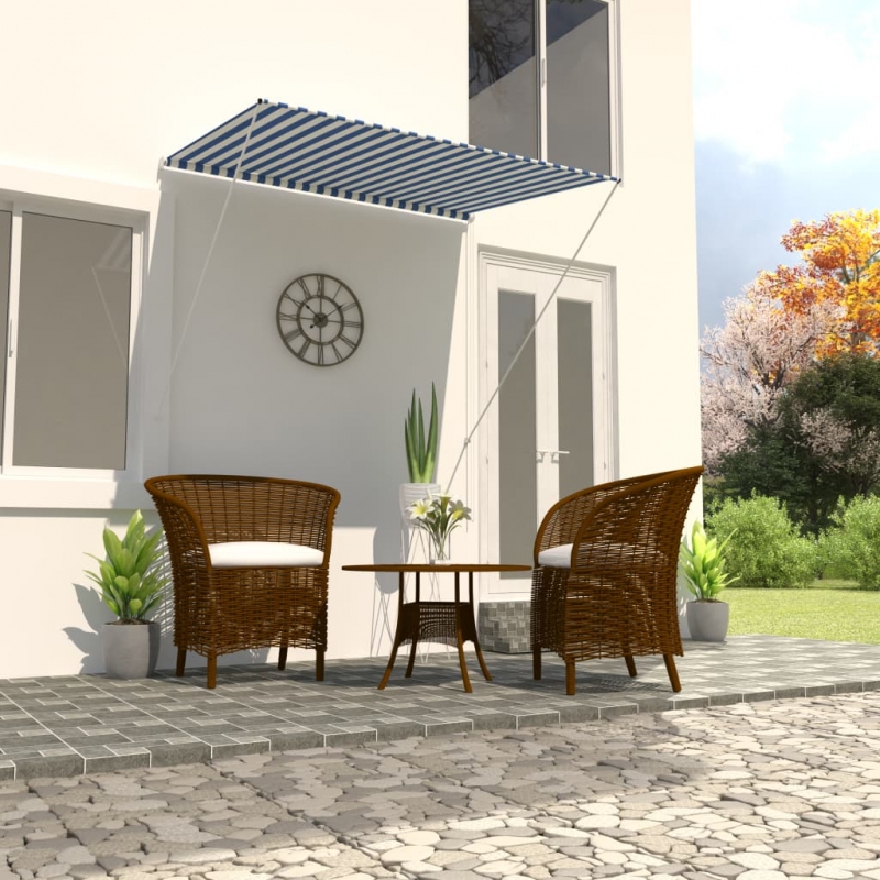 Einziehbare Markise 150×150 cm Blau und Weiß