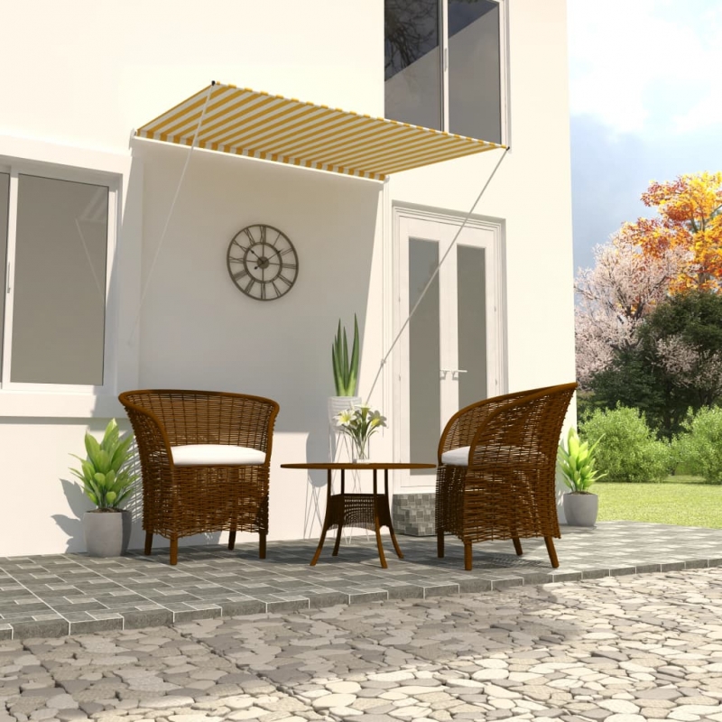 Einziehbare Markise 150×150 cm Gelb und Weiß