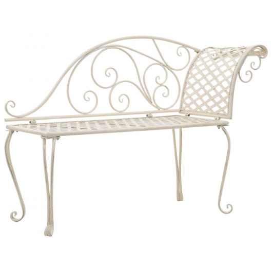 Garten-Chaiselongue 128 cm Metall Antik Weiß
