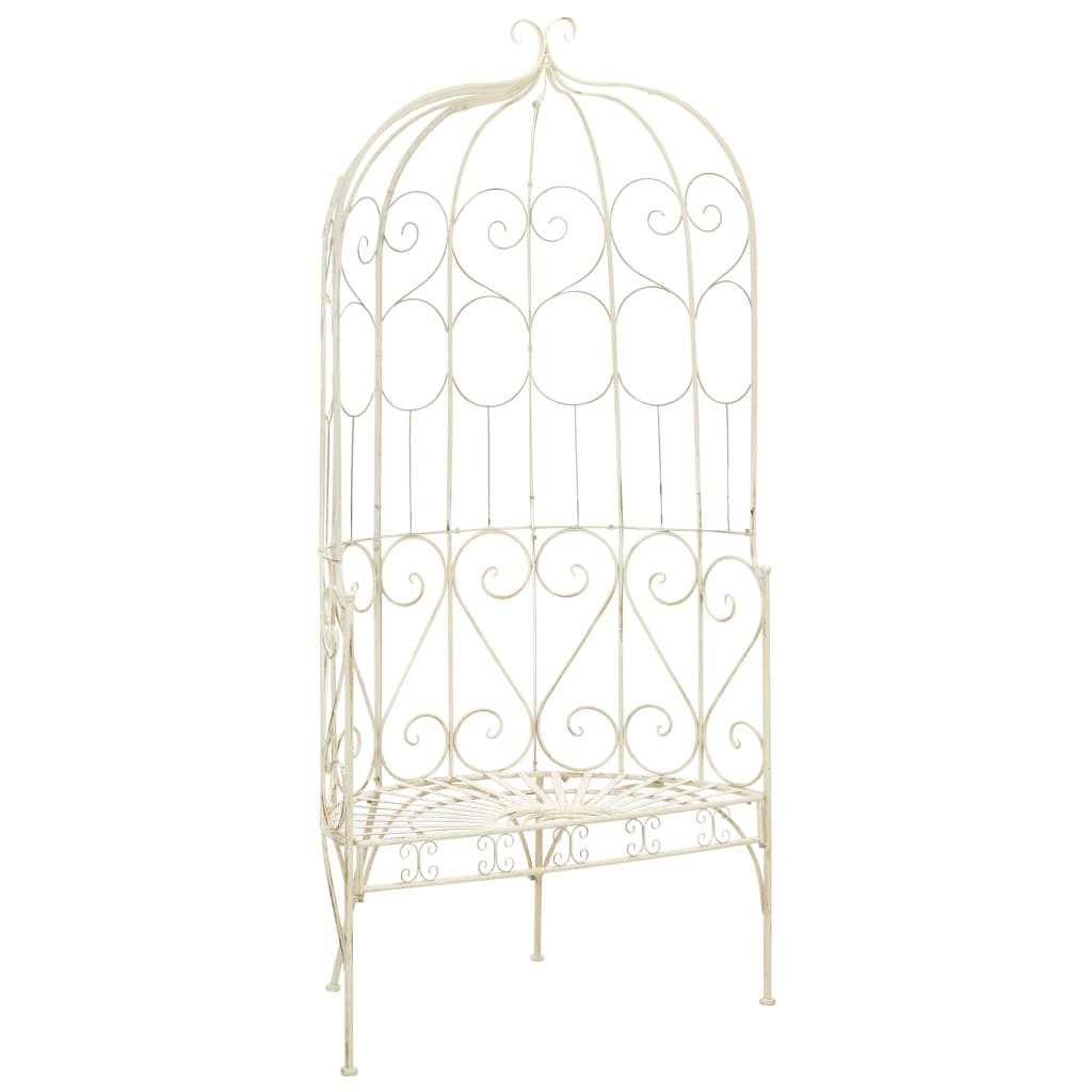 Gartenbank 95 cm Eisen Antik Weiß