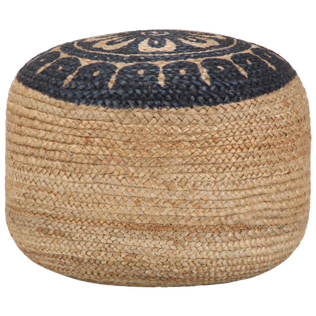 Handgefertigter Sitzpuff Blau 45 x 30 cm Jute