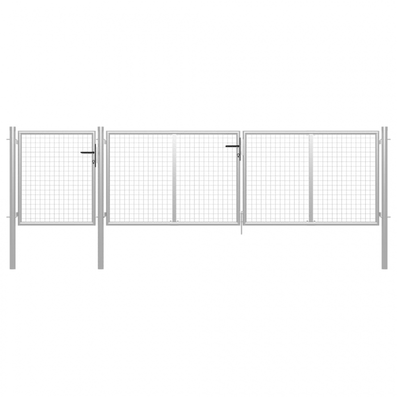 Gartentor Stahl 400 x 100 cm Silbern