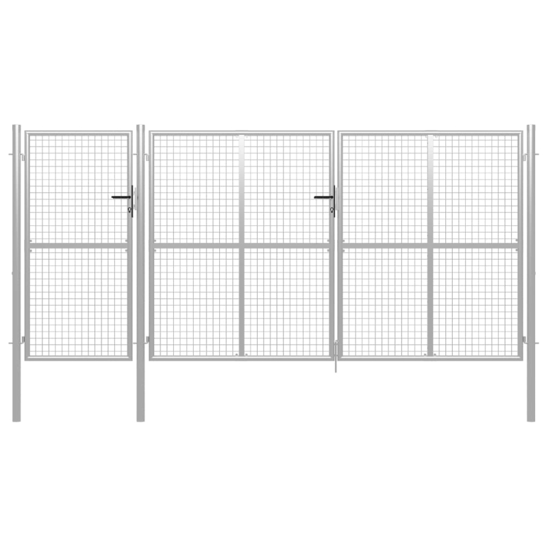 Gartentor Stahl 400 x 150 cm Silbern