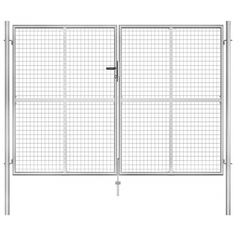Gartentor Verzinkter Stahl 306 x 225 cm Silbern