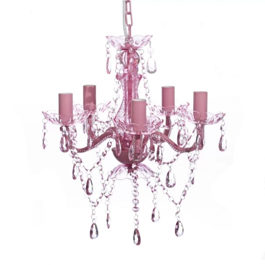 Kronleuchter 5 Glühbirnen Rosa