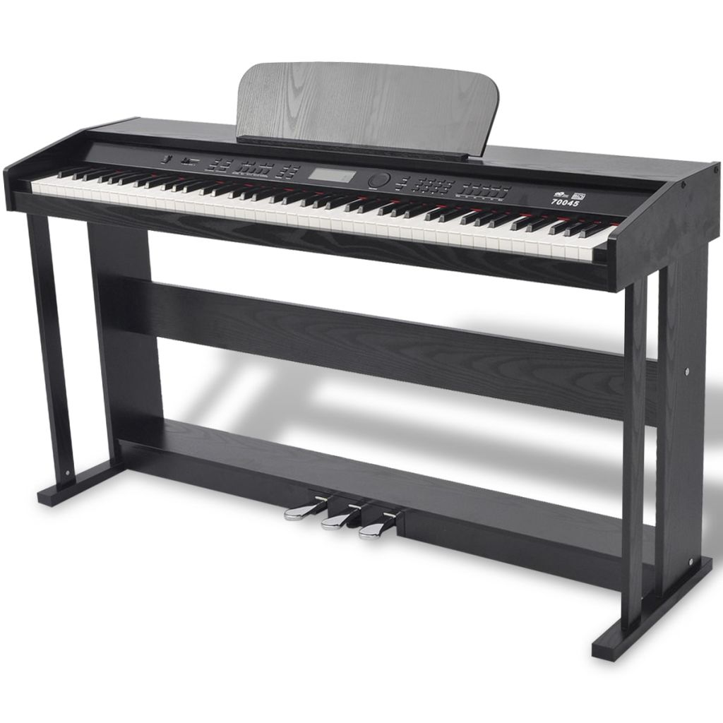 Digitalpiano mit 88 Tasten und Pedalen Schwarz Melaminplatte