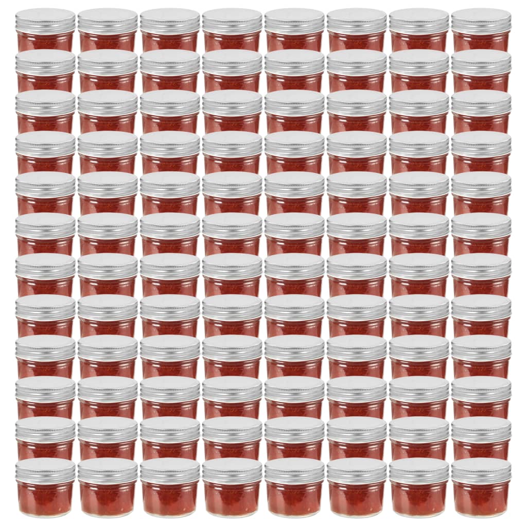 Marmeladengläser mit Silbernen Deckeln 96 Stk. 110 ml