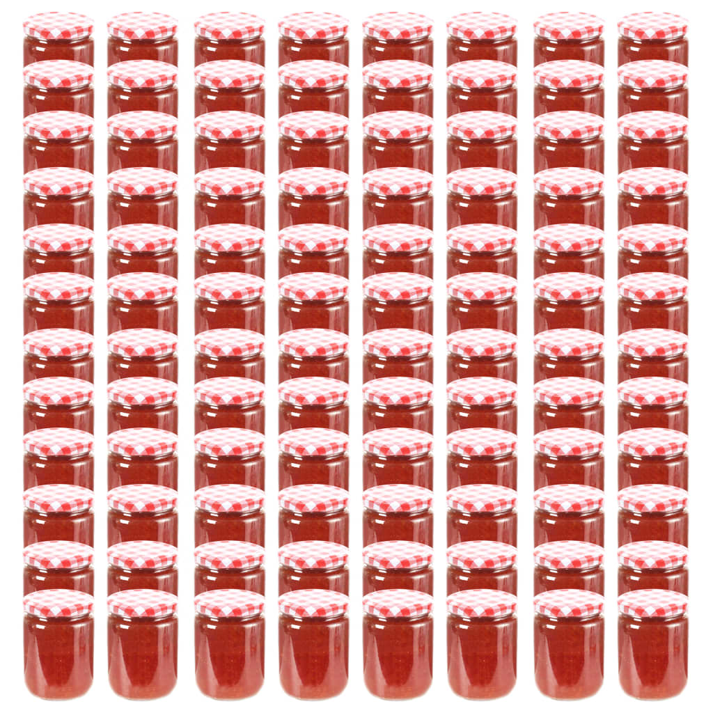 Marmeladengläser mit Weißem/Rotem Deckel 96 Stk. 230 ml