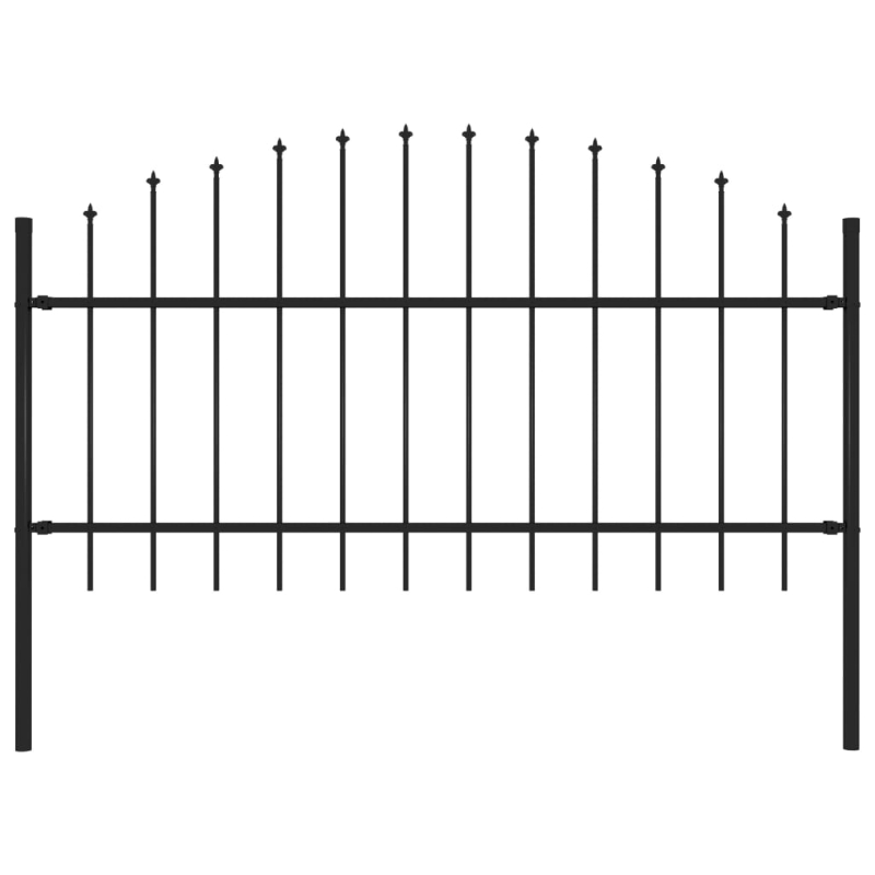 Gartenzaun mit Speerspitzen Stahl (1 - 1,25) x 1,7 m Schwarz