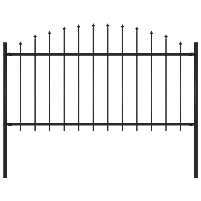Gartenzaun mit Speerspitzen Stahl (1,25 - 1,5) x 1,7 m Schwarz