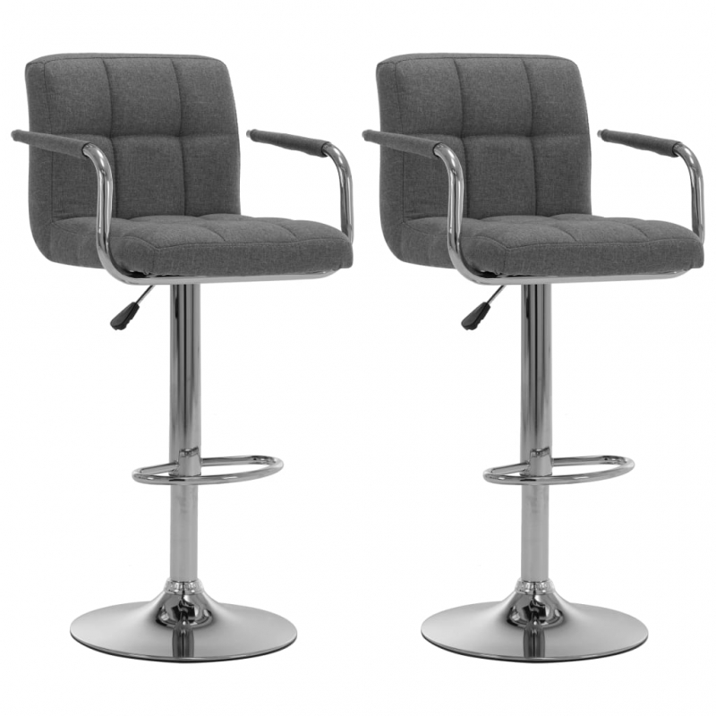 Barhocker 2 Stk. Hellgrau Stoff
