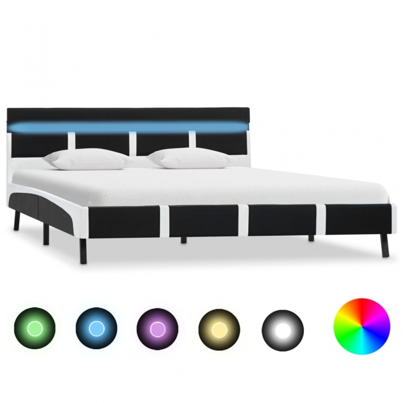 Bett mit LED-Beleuchtung ohne Matratze Schwarz 120x200 cm