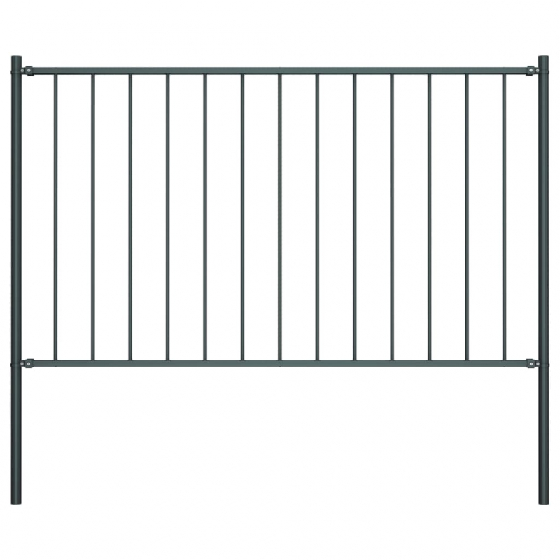 Zaunfeld mit Pfosten Pulverbeschichteter Stahl 1,7 x 0,75 m