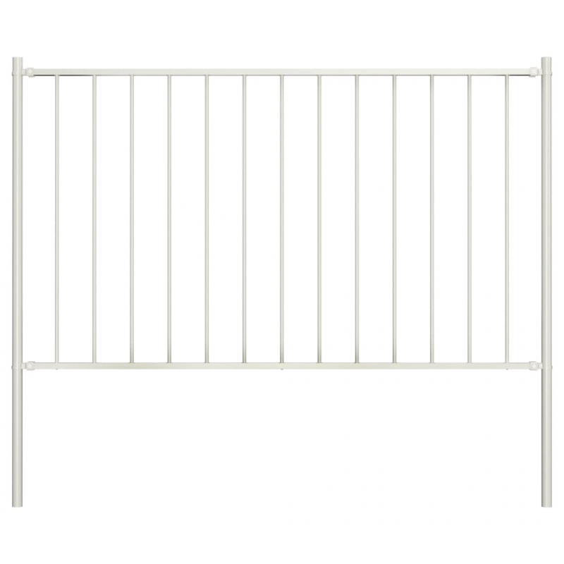 Zaunfeld mit Pfosten Pulverbeschichteter Stahl 1,7x1m Weiß