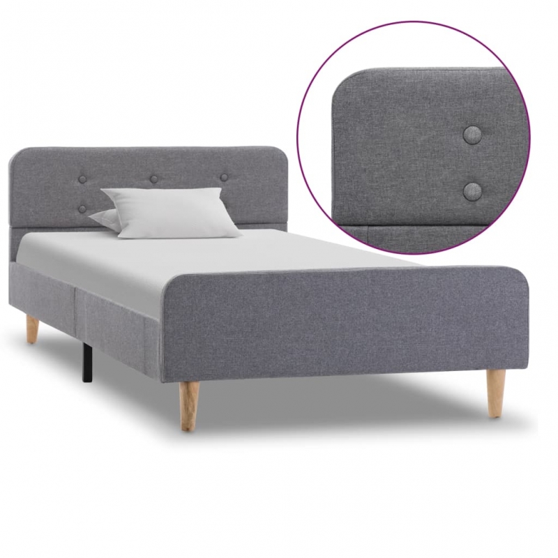 Bettgestell Hellgrau Stoff 90x200 cm