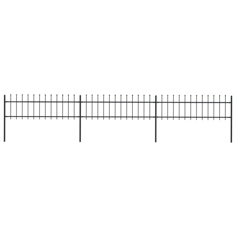 Gartenzaun mit Speerspitzen Stahl 5,1 x 0,6 m Schwarz