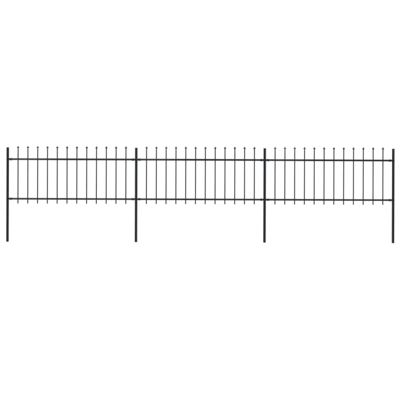 Gartenzaun mit Speerspitzen Stahl 5,1 x 0,8 m Schwarz