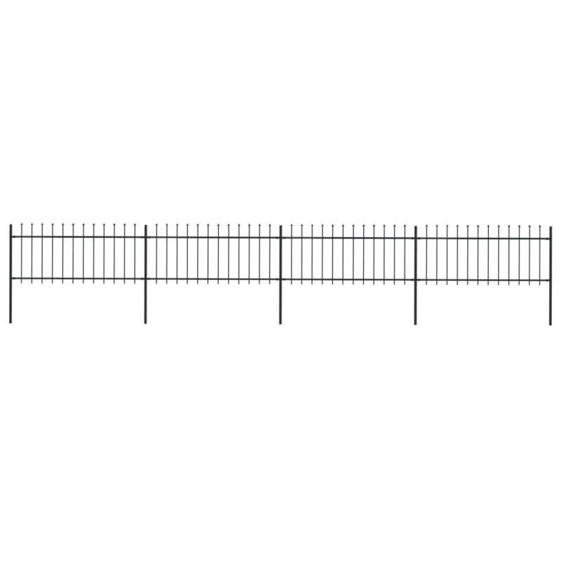 Gartenzaun mit Speerspitzen Stahl 6,8 x 0,8 m Schwarz