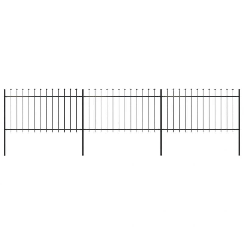 Gartenzaun mit Speerspitzen Stahl 5,1 x 1 m Schwarz