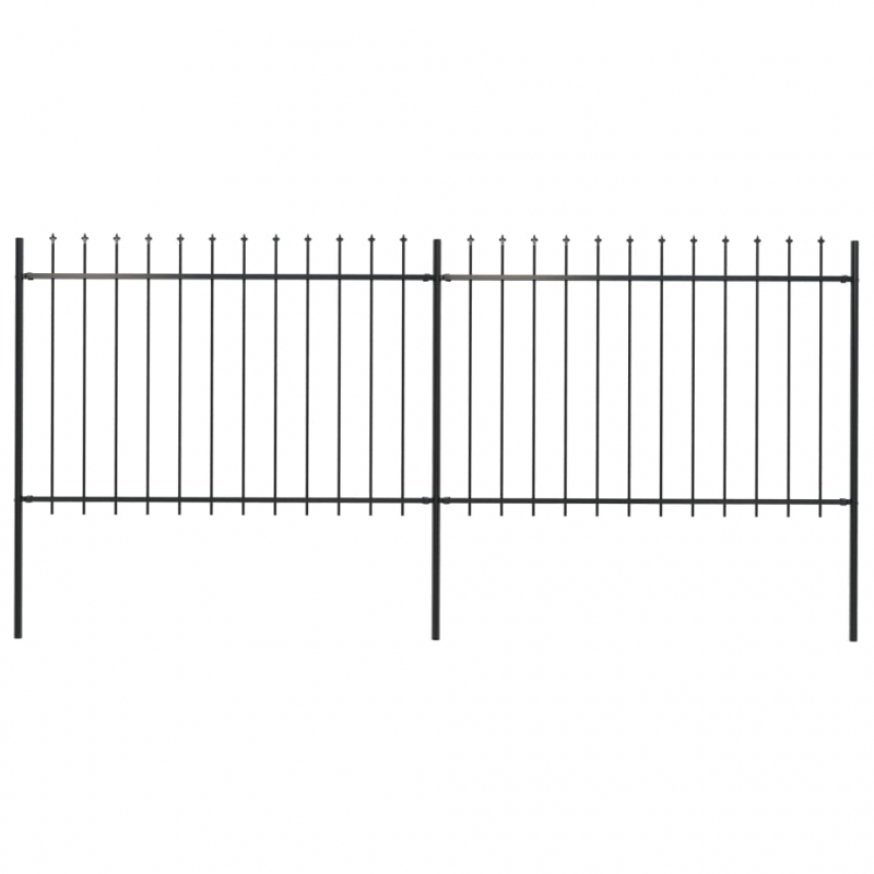 Gartenzaun mit Speerspitzen Stahl 3,4 x 1,2 m Schwarz