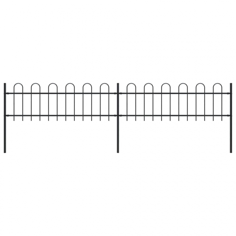 Gartenzaun mit Bügel-Design Stahl 3,4 x 0,6 m Schwarz