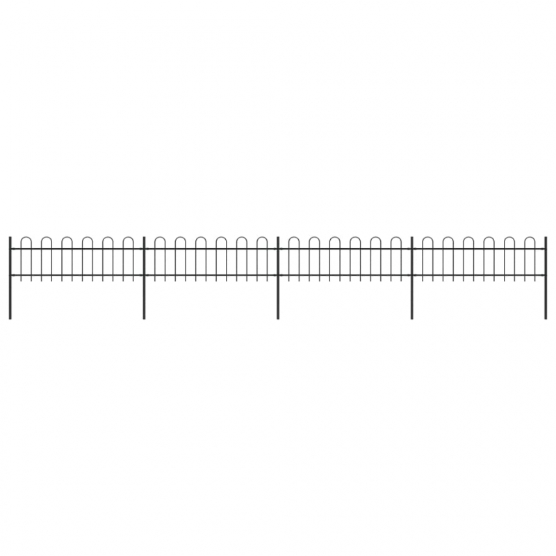 Gartenzaun mit Bügel-Design Stahl 6,8 x 0,6 m Schwarz