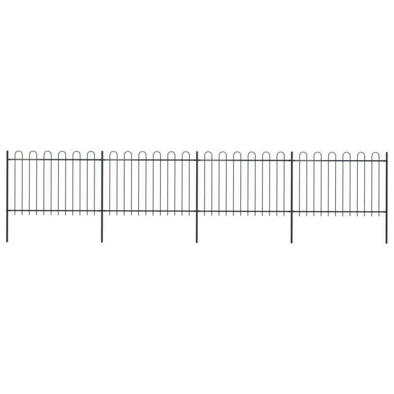 Gartenzaun mit Bügel-Design Stahl 6,8 x 1,2 m Schwarz