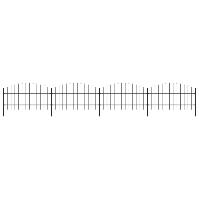Gartenzaun mit Speerspitzen Stahl (0,75 - 1) x 6,8 m Schwarz
