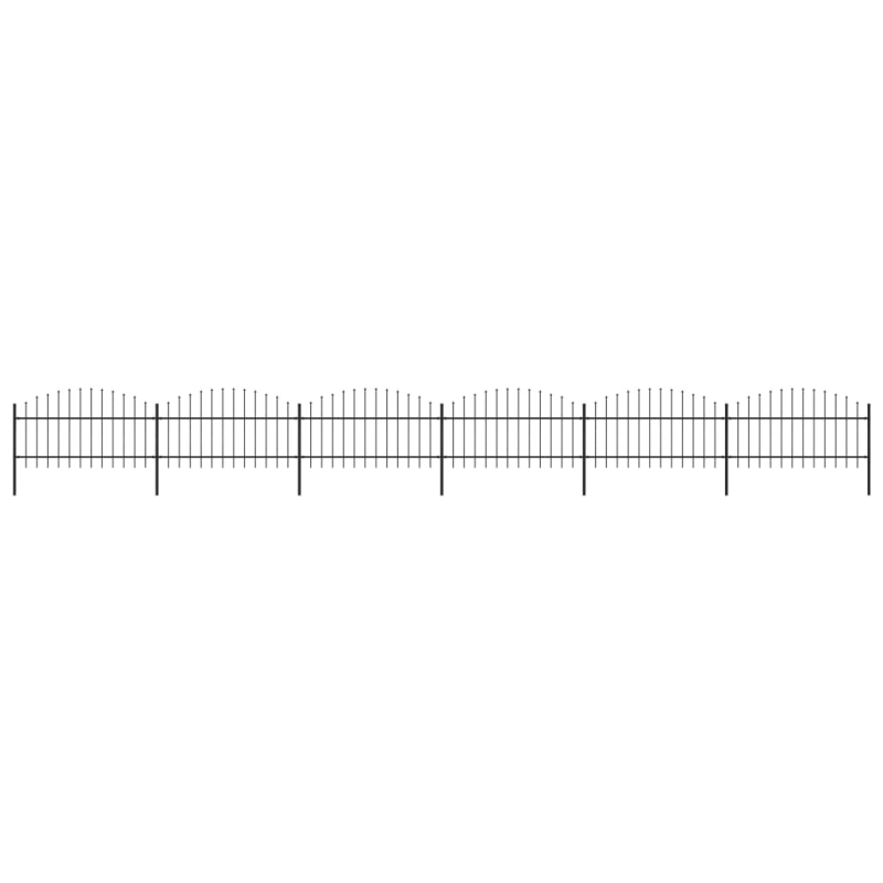 Gartenzaun mit Speerspitzen Stahl (1 - 1,25) x 10,2 m Schwarz