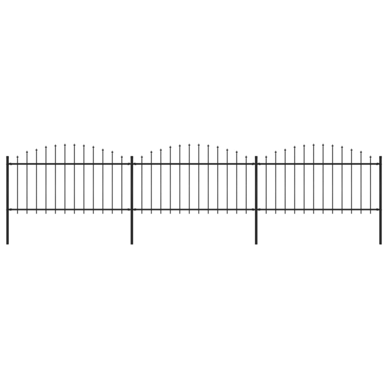 Gartenzaun mit Speerspitzen Stahl (1,25 - 1,5) x 5,1 m Schwarz