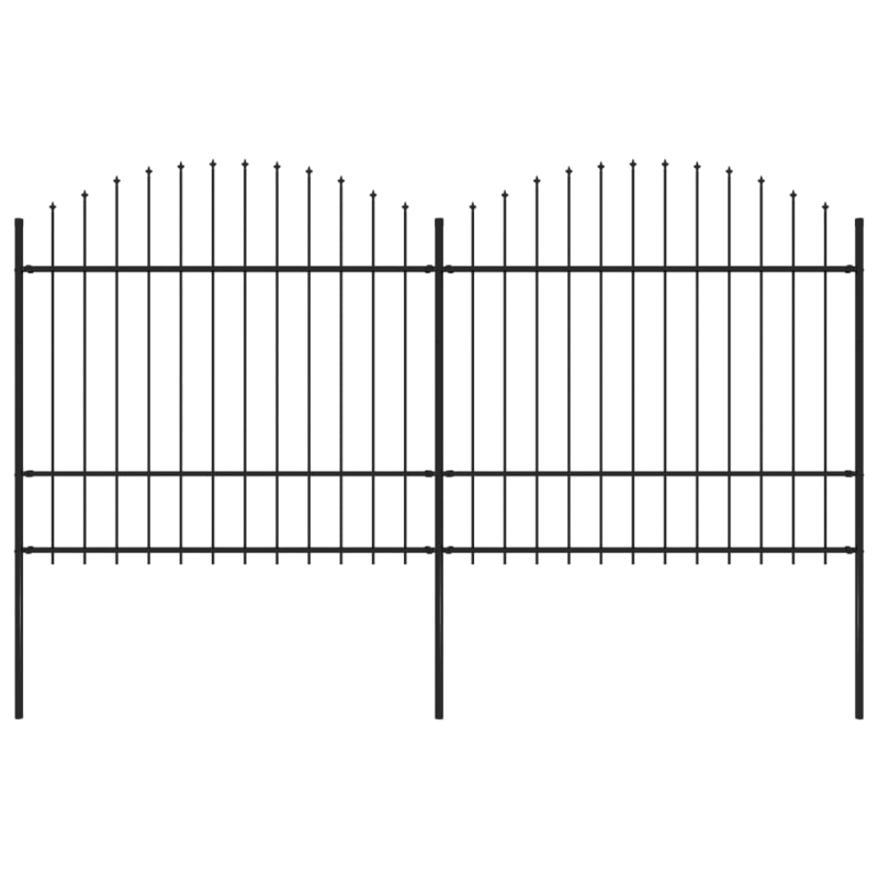 Gartenzaun mit Speerspitzen Stahl (1,5 - 1,75) x 3,4 m Schwarz