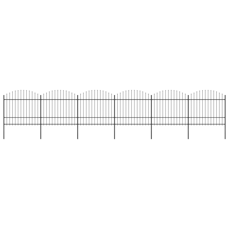 Gartenzaun mit Speerspitzen Stahl (1,5 - 1,75) x 10,2 m Schwarz