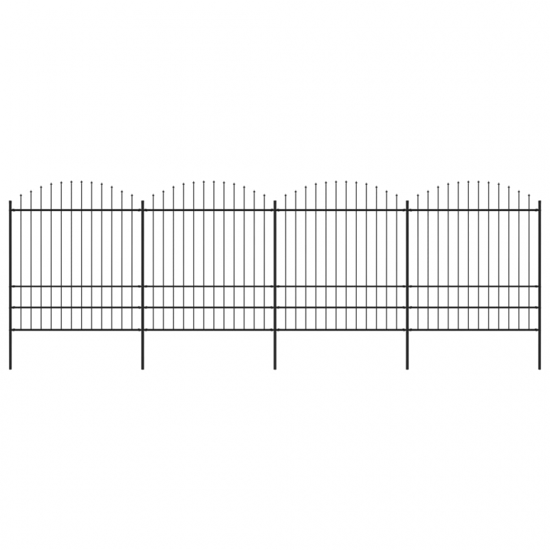 Gartenzaun mit Speerspitzen Stahl (1,75 - 2) x 6,8 m Schwarz