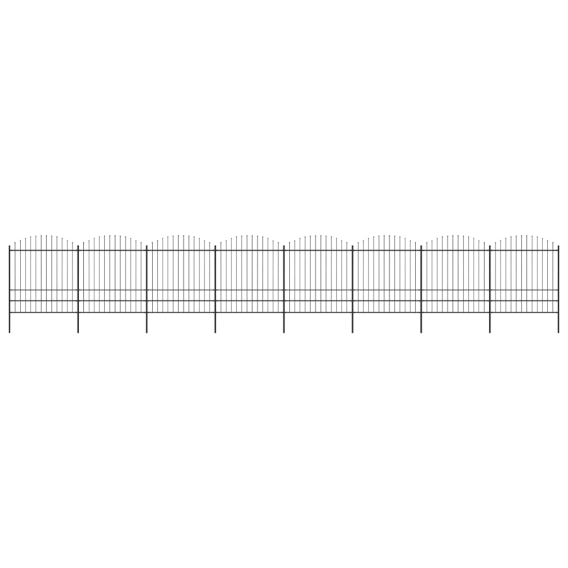 Gartenzaun mit Speerspitzen Stahl (1,75 - 2) x 13,6 m Schwarz