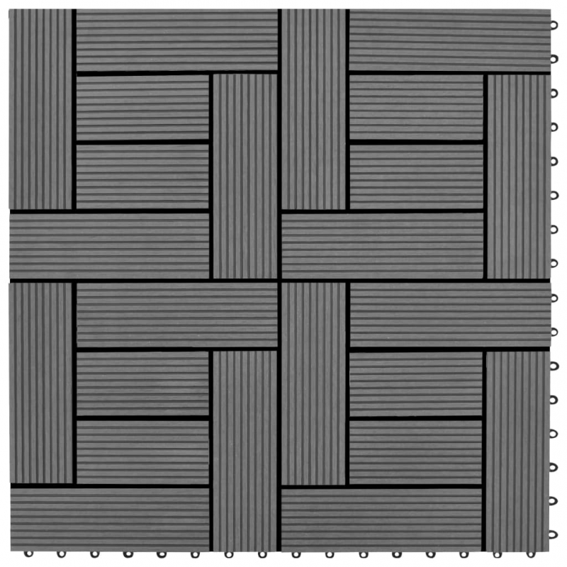 22 Stk. Terrassenfliesen 30 x 30 cm 2 qm WPC Grau