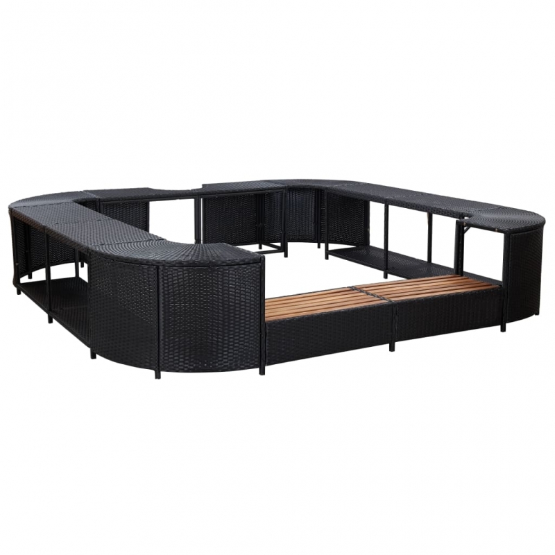 Whirlpool-Umrandung Quadratisch Schwarz 268x268x55 Poly Rattan