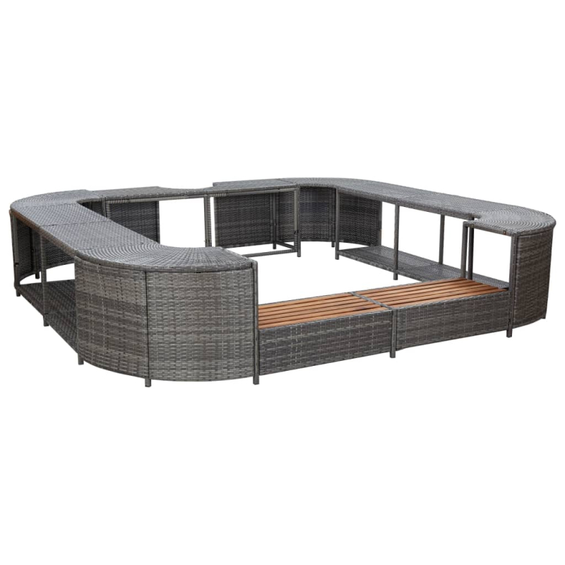 Whirlpool-Umrandung Quadratisch Grau 268x268x55 cm Poly Rattan