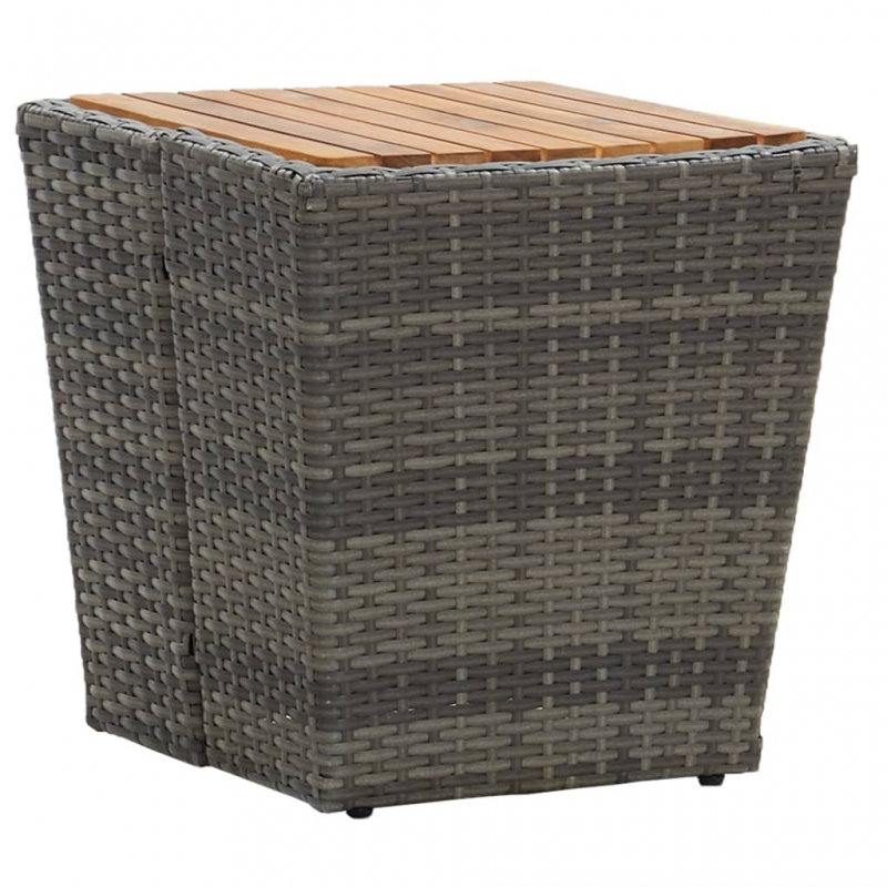 Beistelltisch Grau 41,5×41,5×43 cm Poly Rattan & Massivholz
