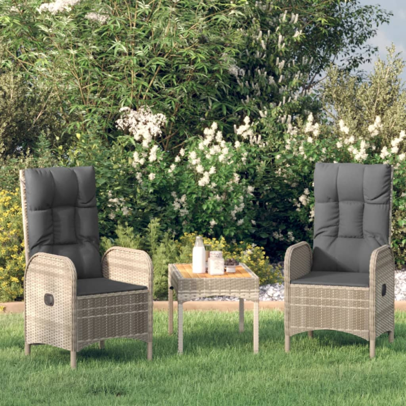 Gartenstühle 2 Stk. Poly Rattan Grau