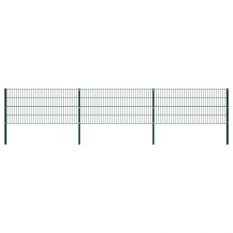 Zaunfeld mit Pfosten Eisen 5,1 x 0,8 m Grün