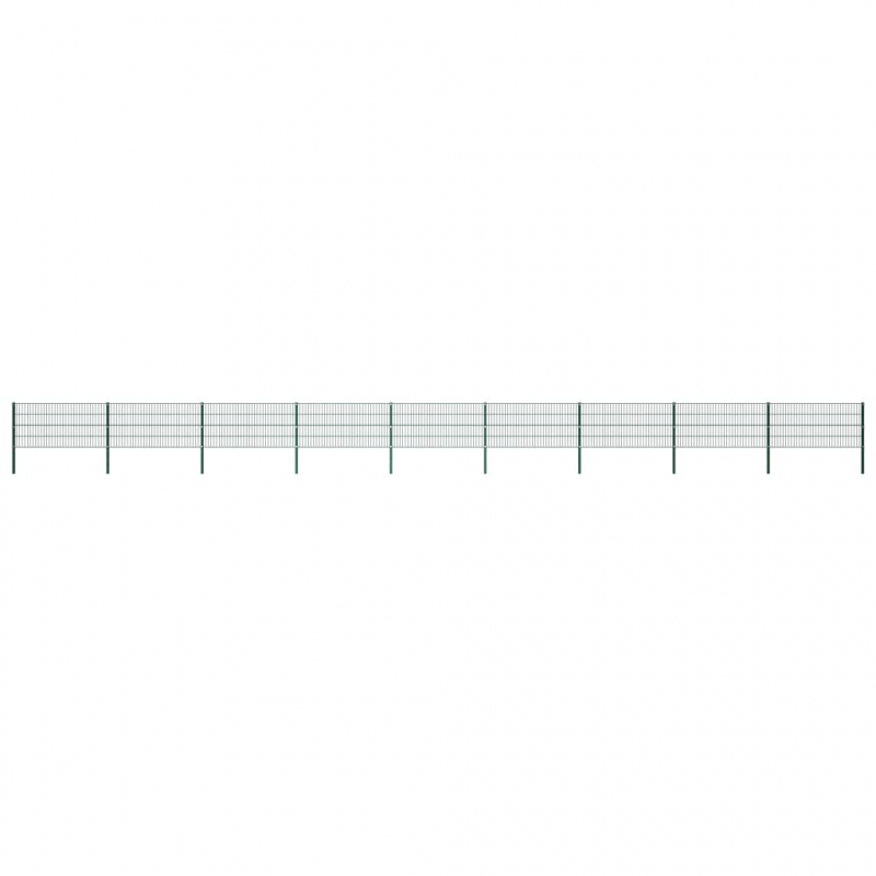 Zaunfeld mit Pfosten Eisen 15,3 x 0,8 m Grün