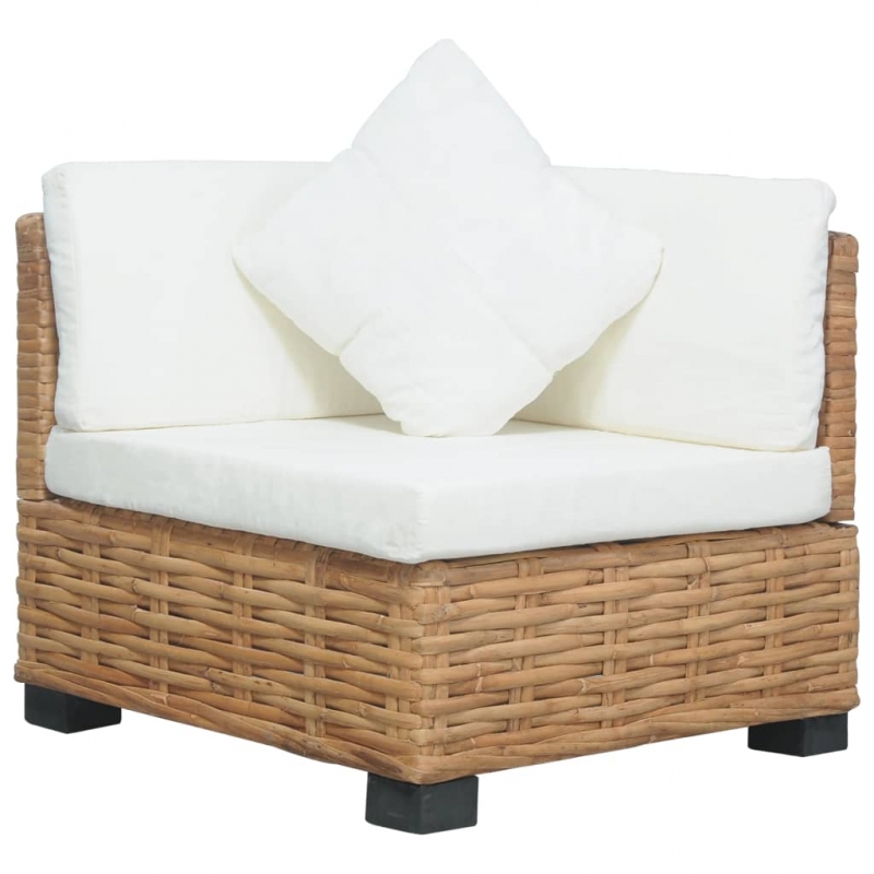 Ecksofa mit Kissen Natürliches Rattan