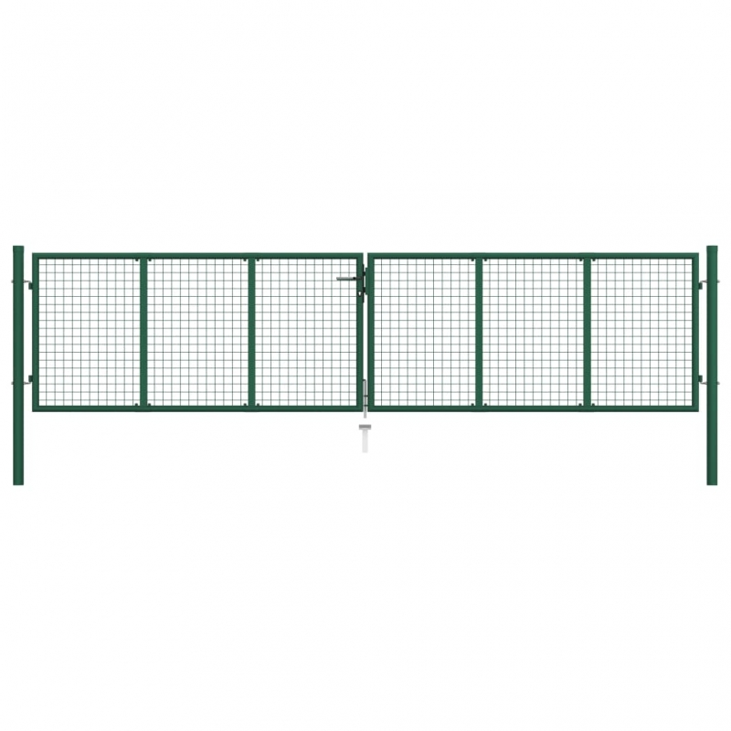 Doppelstabmatten-Doppeltor Stahl 390x75 cm Grün