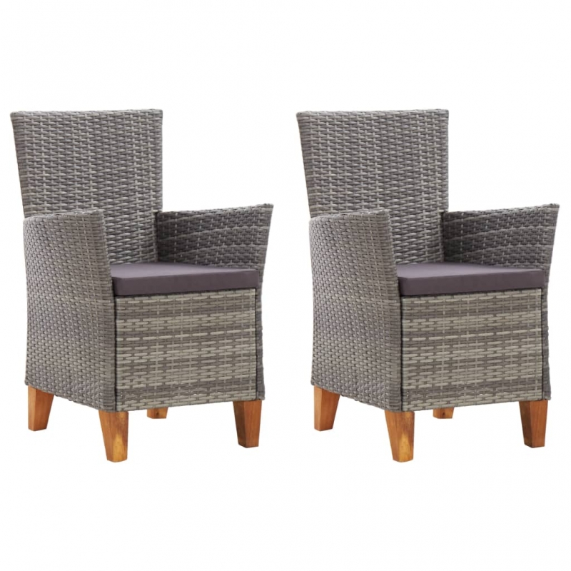 Gartenstühle 2 Stk. mit Auflagen Poly Rattan Grau