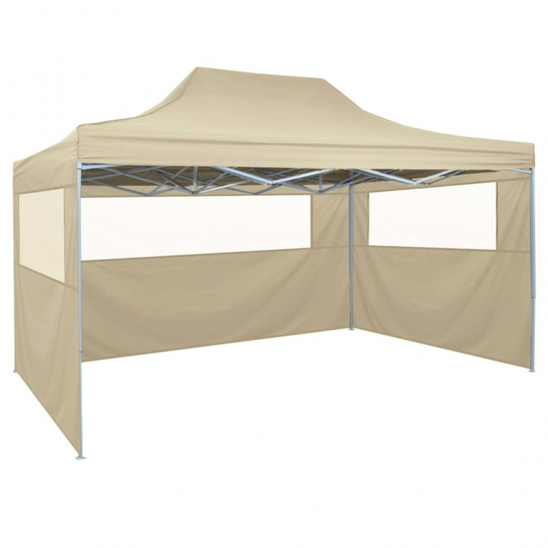 Profi-Partyzelt Faltbar 3×4 m Stahl Creme