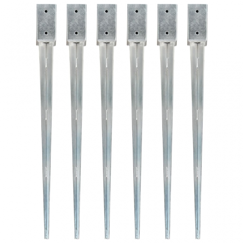 Erdspieße 6 Stk. Silbern 7×7×90 cm Verzinkter Stahl