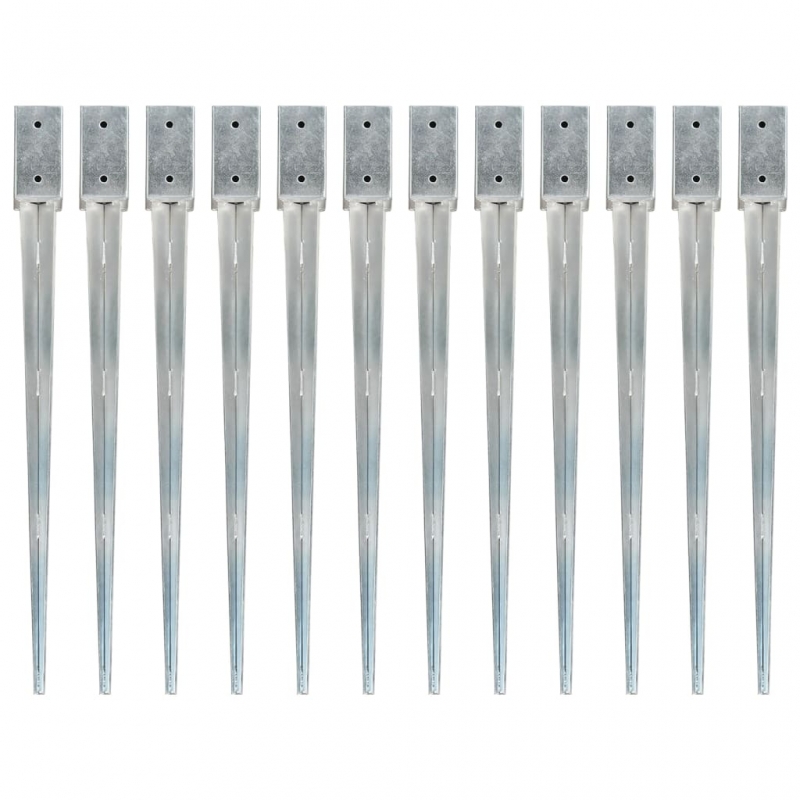 Erdspieße 12 Stk. Silbern 7×7×90 cm Verzinkter Stahl